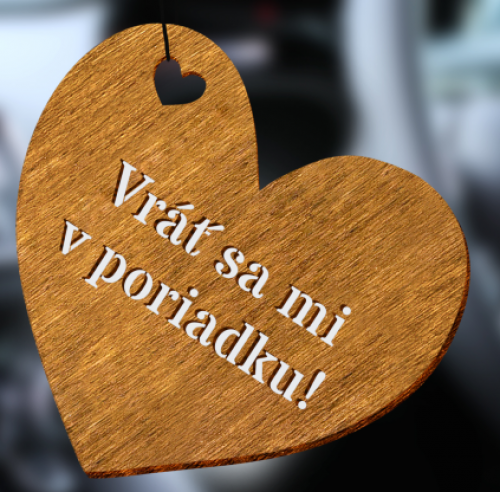 Parfum auto cu mesajul „Întoarce-te cu bine la mine!” – aromă de lemn și casă (unisex)