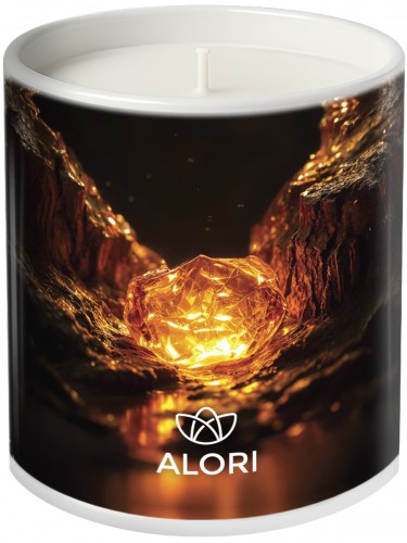 Lumânare din soia – Lemn de chihlimbar – albă, 300 ml